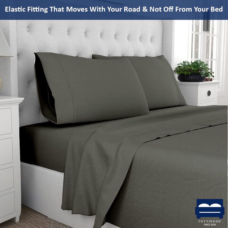 Cottingon RV King Sheets 72 x 80,Luxury Soft 100% Egyptian Cotton, 4 Pcs Camper Bedding Set to Fit Upto 15" Deep Custom RV Mattress, Dark Grey Solid - Image 5